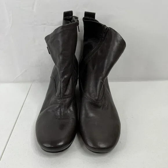 Nine West Size 11 Tulia Leather Wedge Bootie Ankle Boots Shoes Buckle Detail - Picture 4 of 10